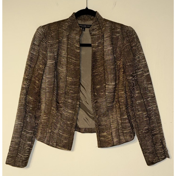 Carmen Marc Valvo Women's 4 Metallic Textured Blazer Executive Chic Quiet Luxury - Picture 2 of 14